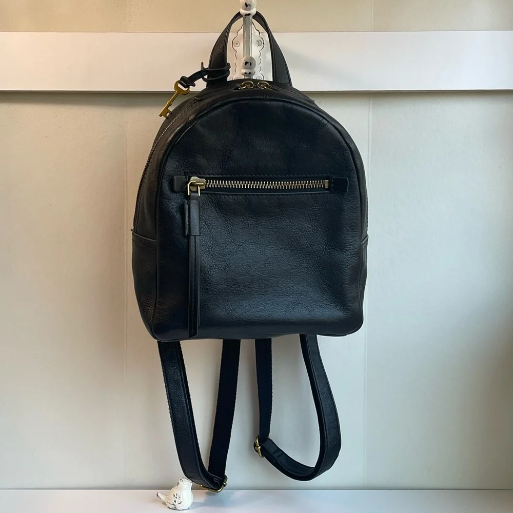 Fossil Black Genuine Leather Backpack